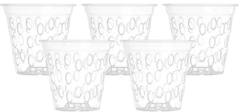 Kalapanta - Pot à orchidées Micro-perforé en Plastique Transparent - (Ø 14 cm, 5)