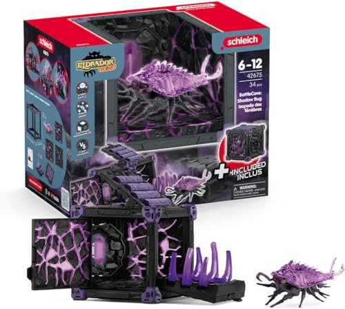 schleich ELDRADOR CREATURES | BATTLE CAVE Schattenassel 42675 | Set aus ELDRADOR Battle Cave mit Monster und Schattenkristall | Battle Caves zur Arena stapelbar | Spielzeug ab 7 Jahren | 34 Teile