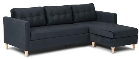 ebuy24 Marino Sofa BA1, Chaiselongue rechts oder Links gewendet (Velour schwarz)