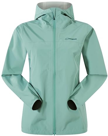 Berghaus Women's Deluge Pro 3.0 Shell Rain Jacket | Breathable Coat | Durable | Waterproof | Adjustable Waterproof Jacket, Light Terrain, 8