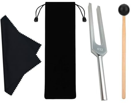 Stimmgabel mit 432 Hz, Stimmgabel aus Edelstahl, Stimmgabel aus Silikon, Stimmgabel 432 Hz mit Hammer und Stoff für die ultimative Heilung und Entspannung