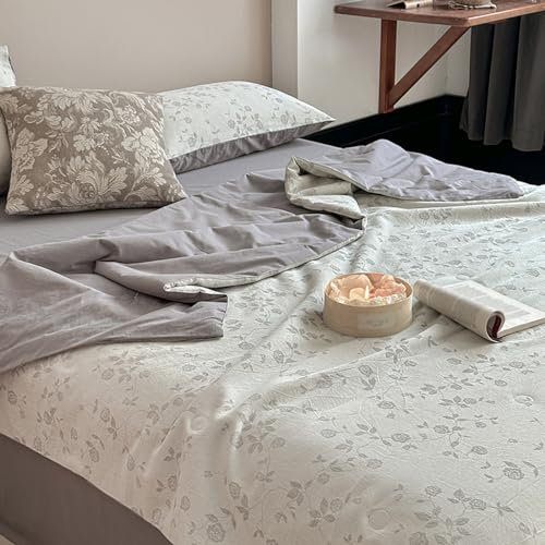 ISCBAFYX Trapunta King Full Size, Piumino Estivo con Aria condizionata Estiva a Doppio Strato Leggero in Garza - Coperta con Nucleo Trapuntato Portatile Delicata sulla Pelle per pisolino da Viaggio