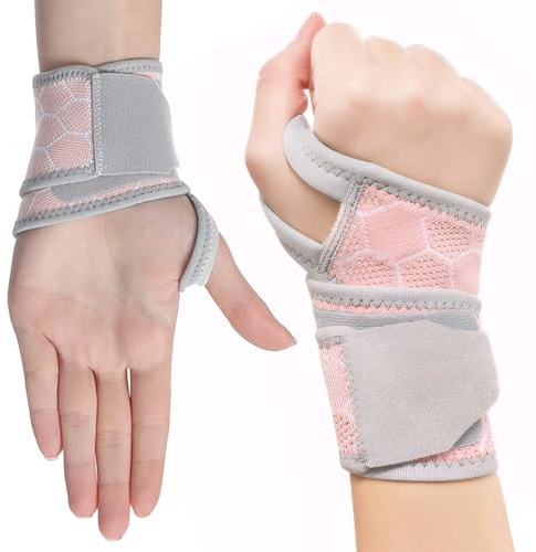Nadiaen Wrist Supports 1Pair,Air Mesh Wrist Straps Right and Left Hand,Wrist Brace,Carpal Tunnel Wrist Support,Unisex One Size Adjustable,for Fitness,Tendonitis Arthritis Pain Relief