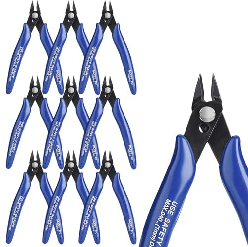10 Stück Seitenschneider Klein, 128mm Elektronik Drahtschneider, Drahtschere Abgewinkelter, Mini Seitenschneider, Mini Drahtschneider Für Modellbau, Feine Drähte, Electronics, Kabelbinder(Blau)