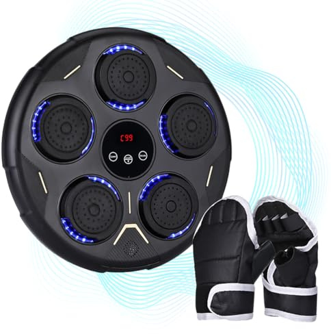 NK Máquina de Boxeo Musical de Pared con Bluetooth, 9 Modos de Entrenamiento, 9 Velocidades, Altavoz Incorporado, Pantalla LCD e Iluminación LED, Entrenamiento Interactivo