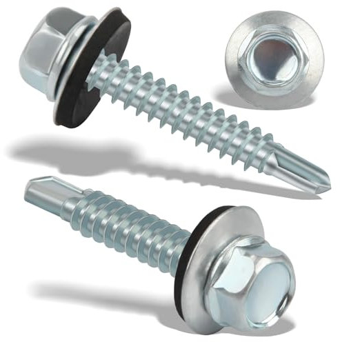 80 viti autofilettanti da 4,8 x 35 mm, viti autofilettanti con guarnizione, viti da tetto con rondella di tenuta, viti autofilettanti (argento)