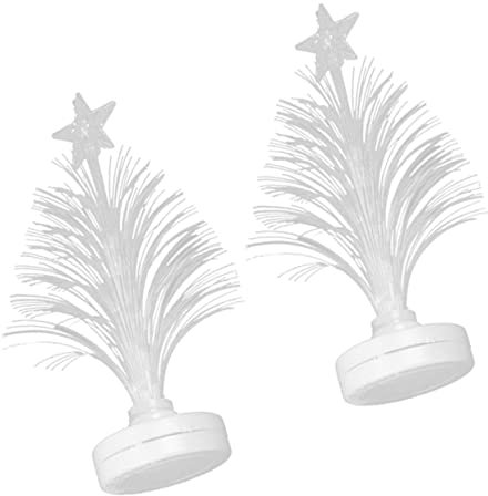 DOITOOL 2pcs Christmas Tree Fiber Optic Led Night Light Fiber Optic Light for Desk Multi Changing Lamp for Christmas Party Home Decoration