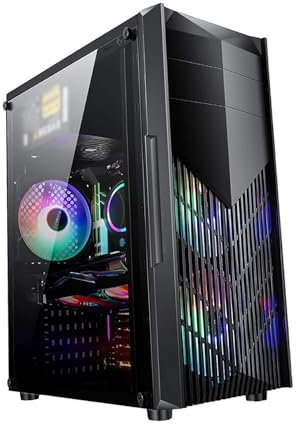 Caja De Computadora De Torre Media ATX, Micro-ATX, Mini-ITX, Caja De PC For Juegos De Torre Media Panel Lateral De Vidrio Templado, Admite Radiadores De hasta 160 Mm Admite Refrigeración por Agua