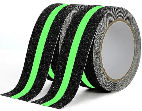 CHUANGSEED 2 Roll Glow In The Dark Anti-Slip Tape Safety High Friction Self-Adhesive Tape for Stairs, 50mm x 5m Home, Office, Workshop Use