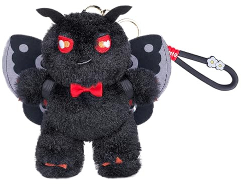 RLOMUTE 6.3Zoll Grau Motte Mothman Schlüsselanhänger Plüschtier Stofftier Spielzeug Anhänger mit Schlüsselring kuscheliges für Geschenk Begleiter Auto Heimdekoration für Kinder