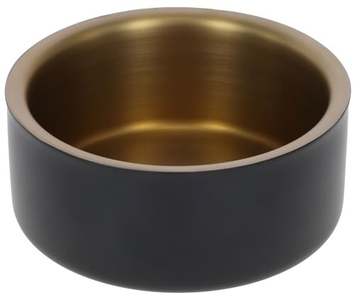 Kerbl Pet ciotola in acciaio inox dorato, 450 ml, nero/oro, 5,7 cm, Ø13 cm, ciotola per cani, ciotola per gatti, ciotola per l'alimentazione, acciaio inox, cani, gatti