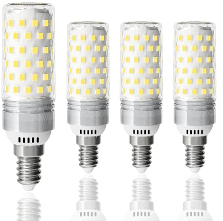 LUTW E14 LED Light Bulb, 10W = 130W 1510LM, Cool White 6000K, 4 Pack | Super Bright E14 LED Corn Bulb, Energy Saving Light Bulbs for Lamps, Home Lighting, Non-dimmable, No Flicker