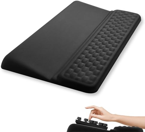 Fentar 2-en-1 Repose Poignet Clavier Ergonomique, Reposes-Poignets avec Fonction Socle, 43 cm Confortable Support Clavier, Mémoire de Mousse Douce, Accessoires Bureau Travail Maison et Jeu (Noir)