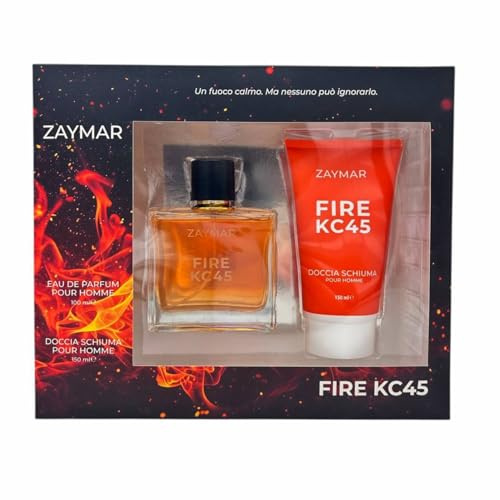 Zaymar Fire Kc45 Set Regalo Uomo, Eau de Parfum 100 ml e Doccia Schiuma 150 ml