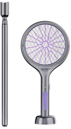 MF artSHOP Racchetta Elettrica Antizanzare Telescopica, con Luce LED UV, Ricaricabile USB, 63 cm, per Casa, Giardino e Campeggio