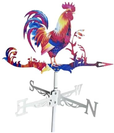 CLSSLVVBN Versatile banderuola a forma di gallo, decorazione da fattoria. La banderuola in valorizza il giardino con un fascino multicolore. Decorazione da giardino a forma di gallo,