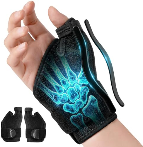 AYBUY 2PCS Thumb Wrist Support Brace, Adjustable Thumb Splint wtih Splint, Compression Thumbs & Wrist Stabilizer Splints for Arthritis, Tendonitis, Sprains, Right and Left Hand