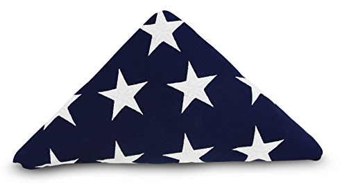 Anley Memorial American National Flag 5x9.5 Foot Heavy Duty Cotton For Veteran - Embroidered Stars and Sewn Stripes - Burial Casket Flags with Brass Grommets 5 X 9.5 Ft (Flag not Pre-Folded)