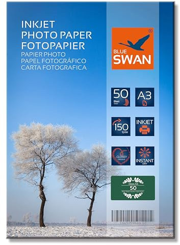 BLUE SWAN 50 Blatt Fotopapier A3 150g hochglanz wasserfest einseitig
