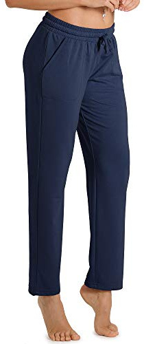 icyzone Pantalón de Chándal para Mujer Suelto con Bolsillos Primavera Verano para Training Running Fitness Gimnasio -M-Marina De Guerra Azul