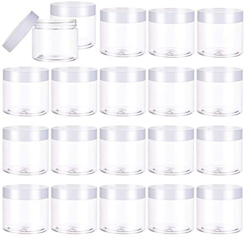 20 PCS 2oz Plastic Empty Jars with Lids(White),Wide-Mouth Refillable Storage Containers for Cosmetics,Empty Storage Container for Candy,Beads,Slime Making,Crafts,Creams,Gifts