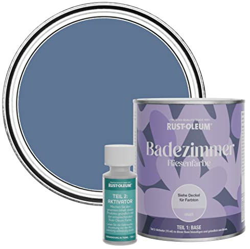 Rust-Oleum Blue Water-Resistant Bathroom Tile Paint in Matt Finish - Blue River 750ml