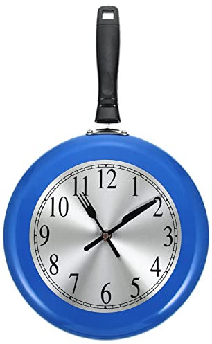 UKCOCO 1 Satz Pfanne Wanduhr Küchenwanduhr Pfannenuhr Aus Metall Auffangwannen Für Elektroherd Rostfreie Bratpfanne Wanddekoration Heimuhr Rund Um Die Uhr Modellieren Rostfreier Stahl