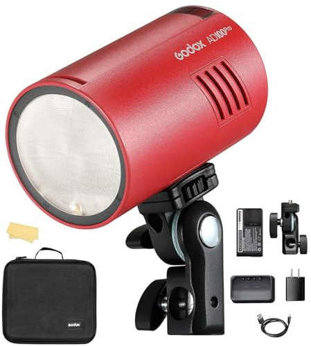 Godox AD100Pro Strobe Flash Light Portable 100Ws 2600mAh Battery 2.4G Wireless X System 1/8000 HSS 0.01-1.5s Recycling 360 Full Power Flashes for Photography Shooting Studio