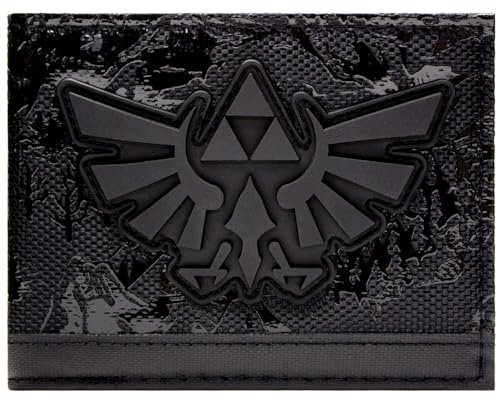 Hyrule Zelda Triforce Gomma Castello Regno Mappa Portafoglio/Bi-Pieghevole ID & Porta-Carte, Nero