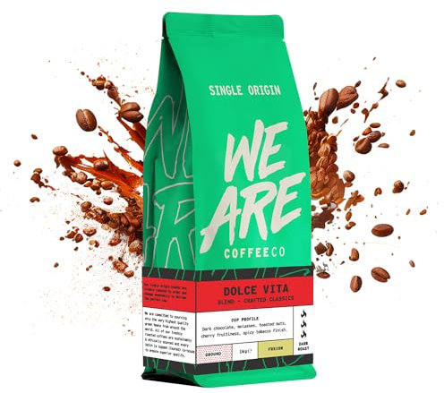 We Are Coffee Co - Dolce Vitas Blend - Single Origin Blend Ground Coffee Espresso 1kg | Dark Roast | 100% Arabica | Freshly Roasted in the UK