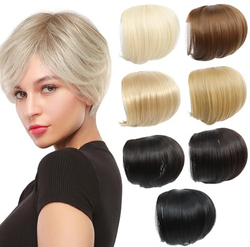 Glatte Haartopper Haarteile mit Fransen für dünner werdendes Haar Frauen Clip in Haarteile Frauen Topper Haarteil Toupet für Haarausfall (8 INCH, Blonde)