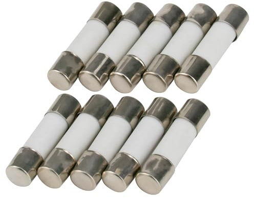 SeKi, confezione da 10 fusibili in ceramica, 5 x 20 mm, fusibili in vetro, 250 V