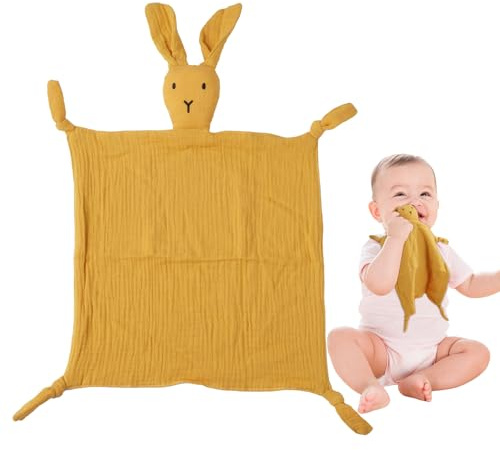 ORUZA Baby Comforter Blanket, Rabbit Comfort Blanket for Infant, Toddler, Newborn Boys and Girls (Yellow)