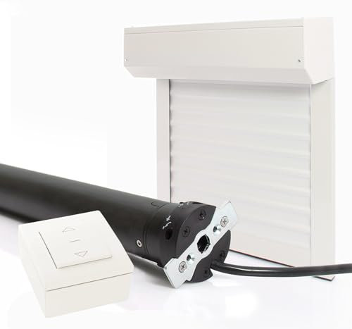 Kit Volet Roulant Electrique Filaire Ajustable en Aluminium h120 x l120 cm- Montage Facile , Pour Fenêtre