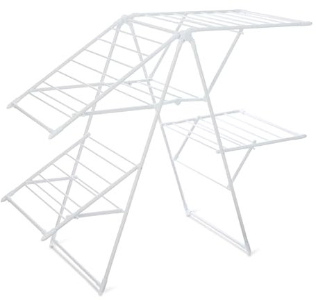 Amazon Basics Foldable 4-Wing Metal Clothes Drying Rack, 155 x 60 x 126 cm, White