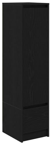 vidaXL Highboard Black Oak 29.5x34x119.5 cm Engineered Wood, cabinet, side cabinet, tall storage cabinet, storage cabinet, tall cabinet, tall cupboard