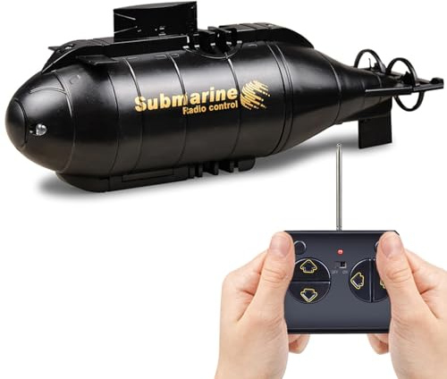 HUAJUN Mini sous Marin Télécommandé Enfant, 6 Canaux 2,4 Ghz RC Bateau étanche Lumière LED Rotation à 360°, Jouet Aquatique Télécommandé pour Piscine D'été Enfants, Cadeau Enfants 6 à 12 Ans, Noir