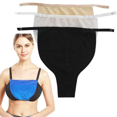 YEKEYI Lot de 3 panneaux de pudeur grande taille, hauts à coupe basse, panneau de modestie décolleté, cache-maillot, camisole, soutien-gorge noir, blanc, beige
