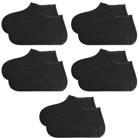 Godneei Sovrascarpe Impermeabili, 5 Paia Copriscarpe Pioggia, Copri Scarpe da Casa USA e Getta e Riutilizzabili, Copriscarpe Impermeabili in Lattice per Uomo e Donna, Nero Taglia L