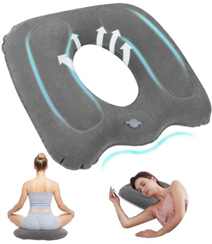 Zyluniy Cojín Ortopédico Inflable, Cojín de Asiento de Hemorroides, Cojines Antiescaras, Almohada Inflable Ortopédica, para el Embarazo, Cóccix, Espalda para Hogar, Oficina, Sofá, Silla de Ruedas