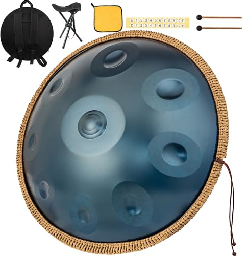 Handpan 9 Töne 440 Hz 22 Pulgadas Handpan Instrument D Menor Hand pan Drum Music Percusión Armónica que Genera una Resonancia Cómoda Ideal para Principiantes en Sanación con Sonido, Meditación
