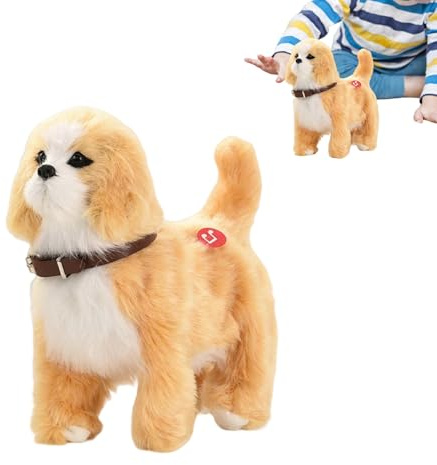 Cucciolo robot - Giocattolo di simulazione di un vero cane, simpatico animale domestico elettronico interattivo, esterno in morbido peluche che abbaia scodinzolante | Peluche per giovani, ragazzi, rag