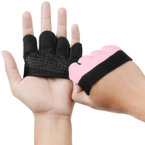 DiULi Gants Fitnesse, 2PCS Gants de Fitness Respirants, Gants à Demi-Paume de Sport pour Hommes et Femmes, Gants pour Gym, Entraînements, Gymnastique, Traction, Respirants, Antidérapants, Rose