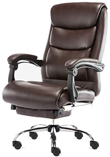 SBCGFY Silla De Oficina Reclinable, Alta Y Compacta, con Respaldo Alto, Cómoda Y Soporte Lumbar Ergonómico Ajustable, Color Marrón.