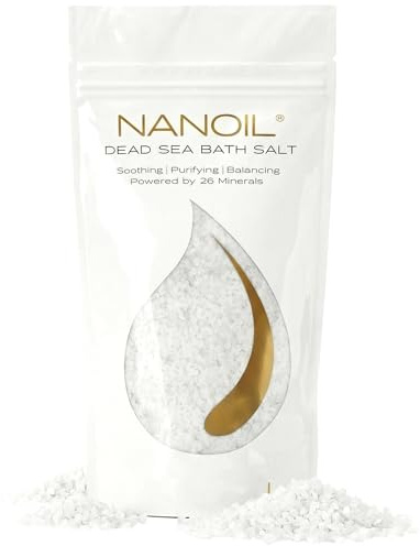 Sal de baño del Mar Muerto Nanoil 500g - sal de baño relajante, sal para pies, sal del mar muerto para la piel, exfoliante corporal de sal del mar muerto