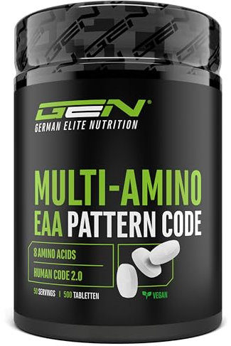 Multi Amino-EAA Pattern Code - 500 compresse da 1000 mg ciascuna - Formula Human Code - Tutti gli 8 aminoacidi essenziali - Da fermentazione vegetale - Alto dosaggio - Vegan