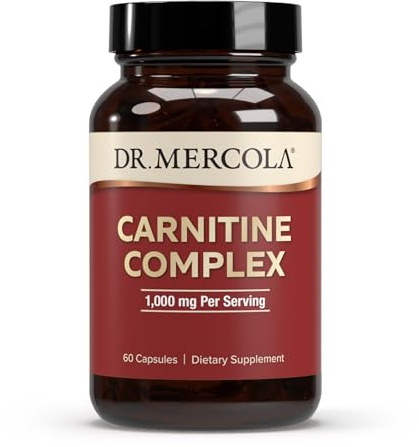 Dr. Mercola Carnitine Complex - Supports Cellular Energy & Brain Function - L-Carnitine & Acetyl-L-Carnitine Blend - Non-GMO - Gluten-Free - 60 Capsules