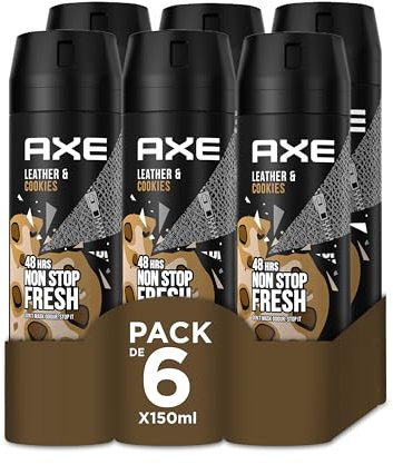 Axe Bodyspray Leather & Cookies Deodorant für Herren, 150 ml, 6 Stück