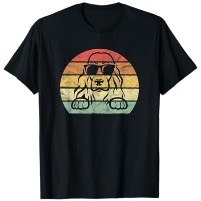 Sourcingmap Lunettes de soleil vintage Motif cocker anglais Noir T-Shirt