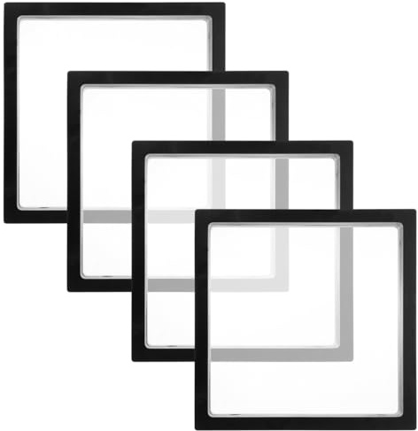 Zerodeko 3D Floating Jewelry Display Frame Transparent Pe Film Floating Display Case for Rings Coins and Small Jewellery 7.09 X 7.09 X 0.79 Inches 4 Pack for Desktop Storage